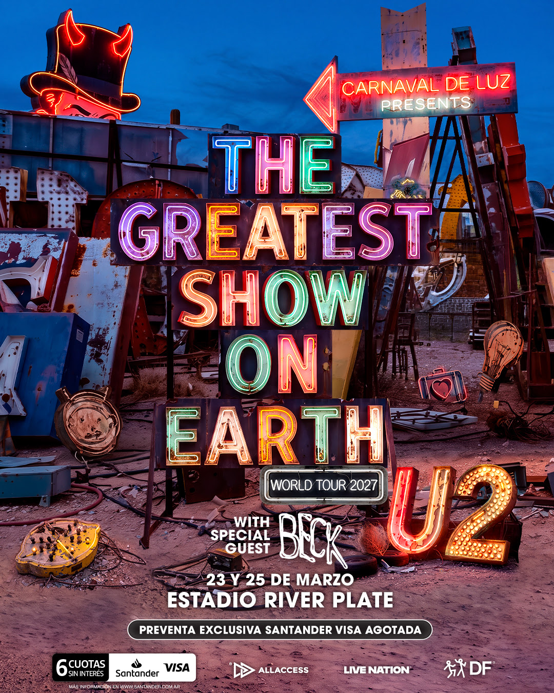 U2 PREVENTA AGOTADA | 23 y 25 de marzo, Estadio River Plate